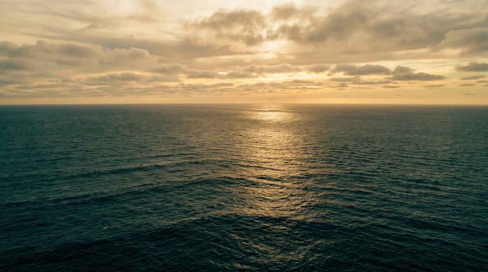 A wide ocean horizon at golden hour — the long crossing, the choice of direction